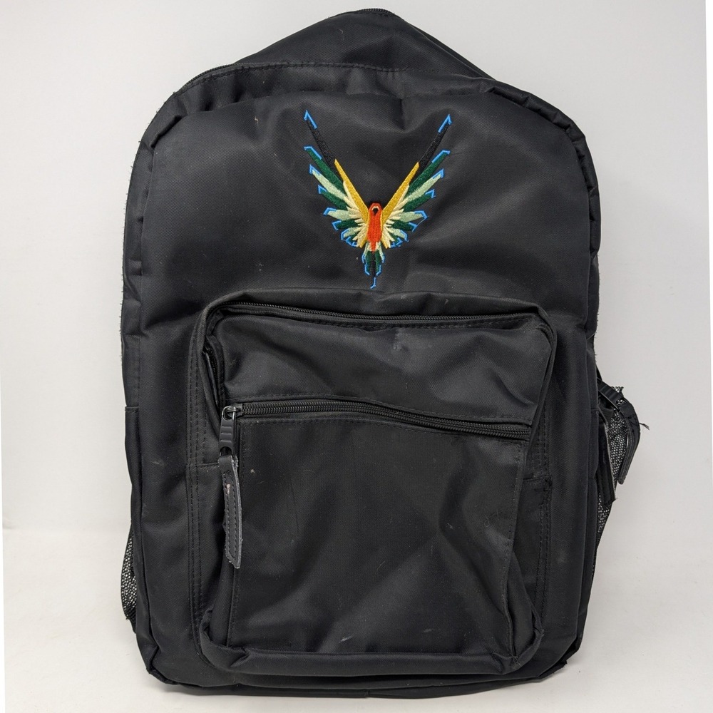 Logan Paul Maverick Backpack Black Embroidered Parrot Logo School Travel Bag